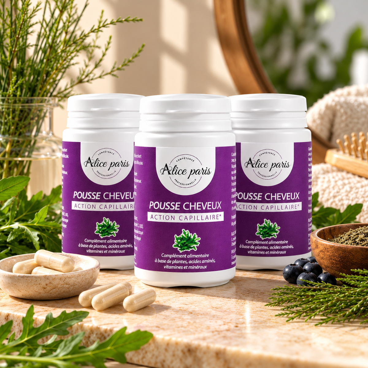 Pack 3x Pousse Cheveux Vitamines & Plantes Alice Paris